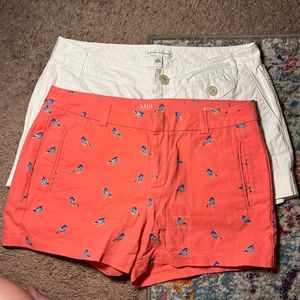 2 for 1 shorts for summer! White and coral mid-rise shorts, excellent condition